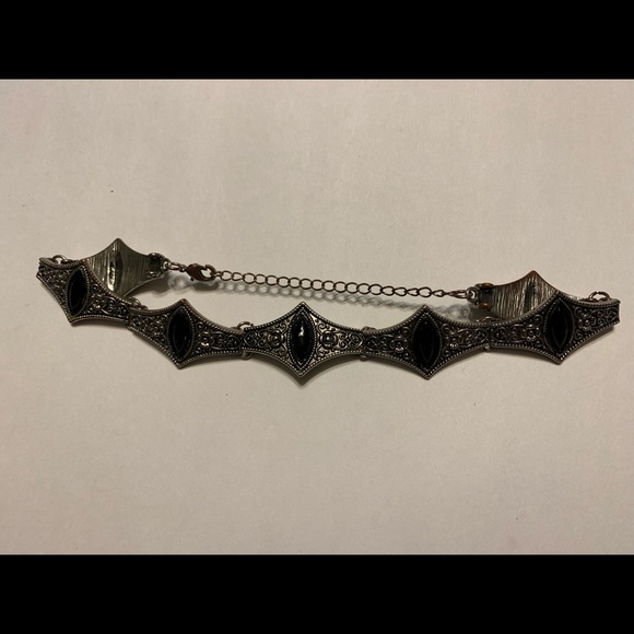 Sterling silver and onyx choker necklace. - Picture 4 of 4